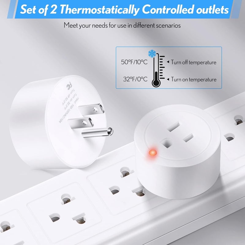 Feekoon 2 Pieces Thermostatically Controlled Outlet, On at 32°F/Off at 50 °F Thermostat Plug Outlet for Winter Chicken Water Coop Heater, Temperature Controllers for Bird Bath Deicer Outdoor - Image 4